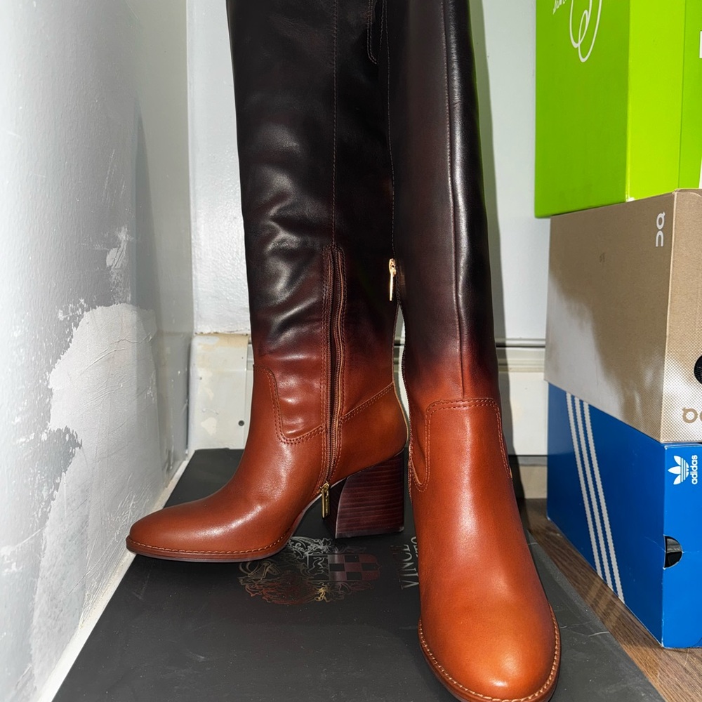 Vince Camuto Two-Tone Leather Heeled Boots